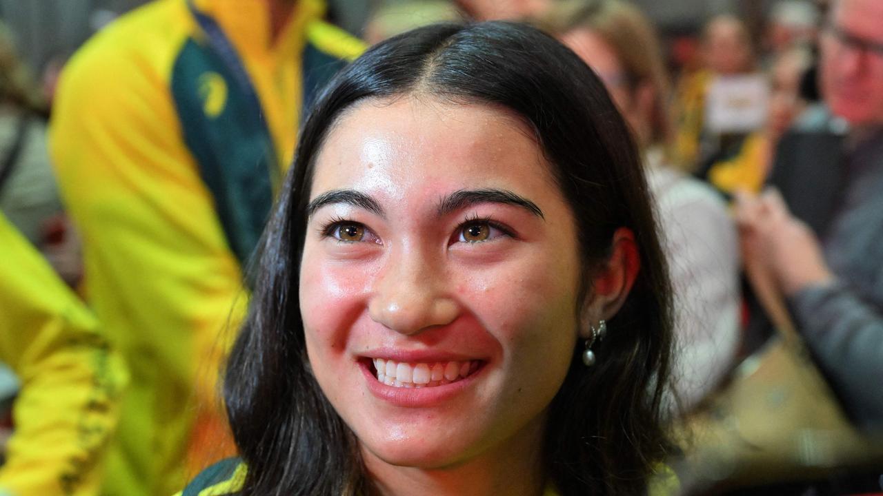 Australian gold medallist skateboarder Arisa Trew . (Photo by Saeed KHAN / AFP)