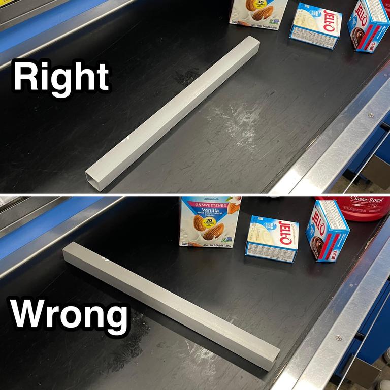 Shoppers have been divided over claims we’re using checkout dividers ‘wrong’. Picture: Facebook/RyanVaughn