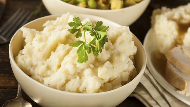 Homemade Creamy Mashed Potatoes in a Bowl