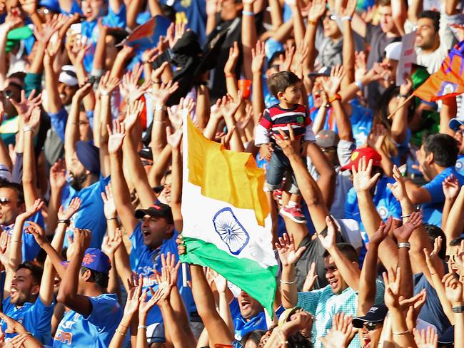 MELBOURNE, AUSTRALIA - MARCH 19: Fans show their support during the 2015 ICC Cricket World Cup Quater Final match between India and Bangldesh at Melbourne Cricket Ground on March 19, 2015 in Melbourne, Australia. (Photo by Quinn Rooney/Getty Images)