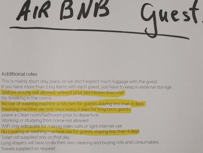 Airbnb ridiculous rules. Picture: Reddit