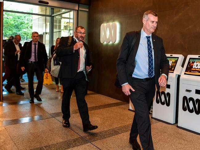 AFP officers arrive at the ABC’s Ultimo headquarters on Wednesday, June 5. Picture: Brendan Esposito/ ABC News