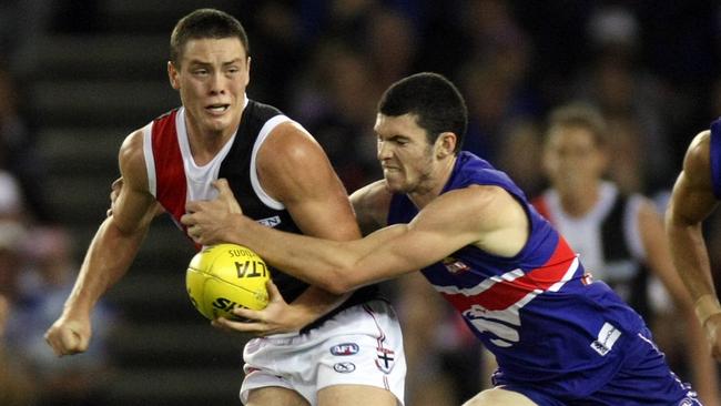 Jack Steven gets chased down by Jarrad Grant in 2010.