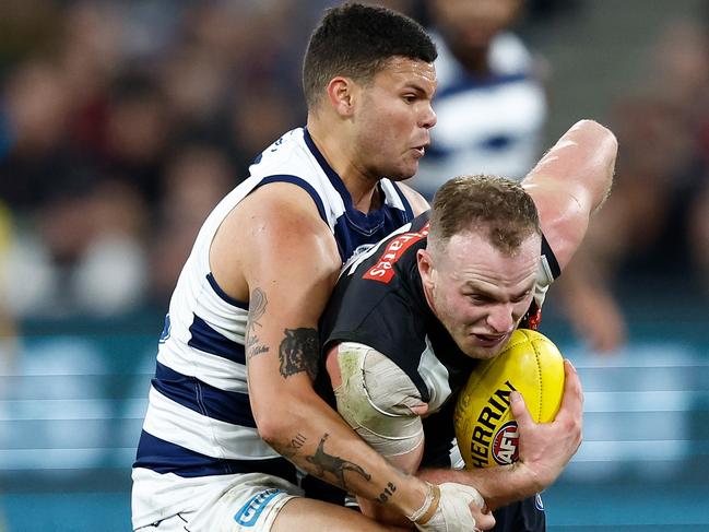 Tom Mitchell won plenty of hard ball against the Cats. Picture: Getty Images