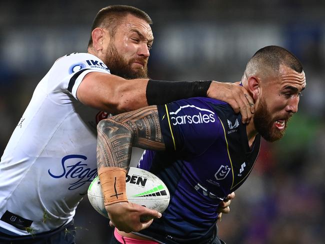 Nelson Asofa-Solomona and Jared Waerea-Hargreaves have a history of sparking mayhem when they collide on the field. Picture: Quinn Rooney/Getty Images