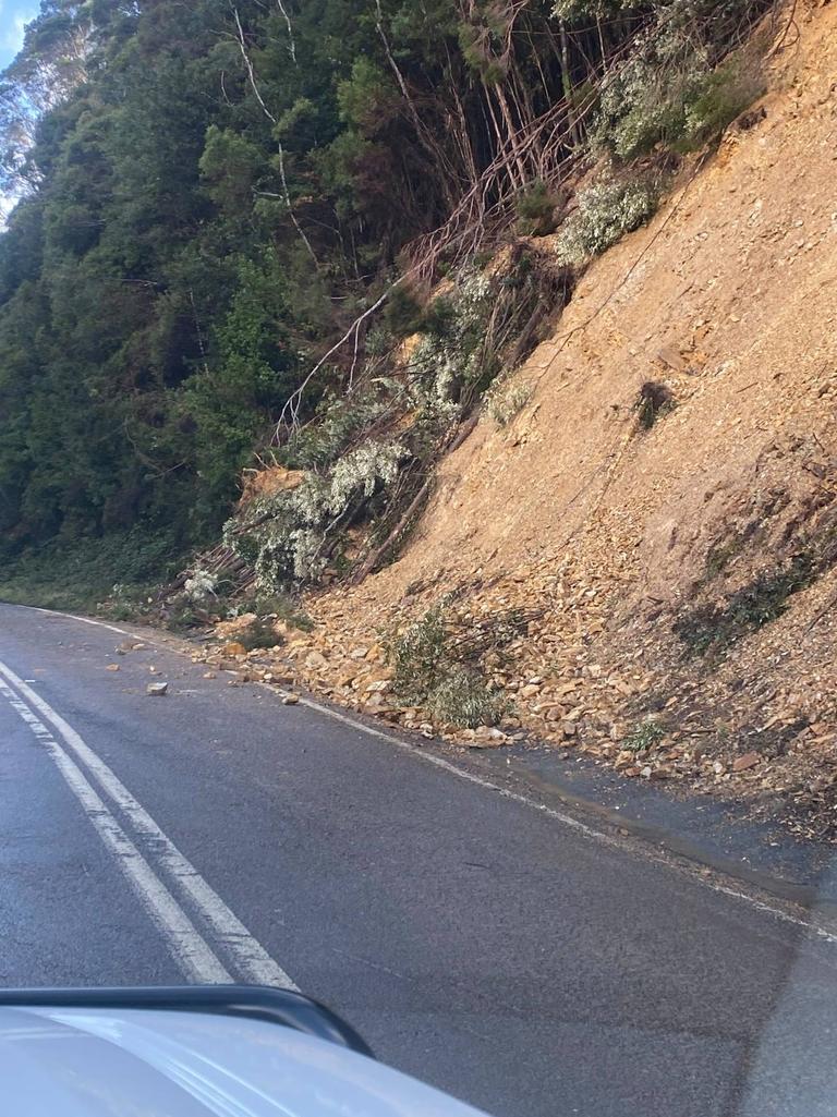 The landslide which has closed the Zeehan highway. Photo: Tasmania Police