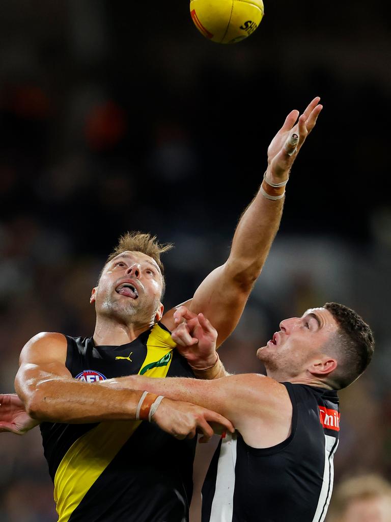 Daniel McStay could lead the Pies in the ruck against his old club at the Gabba on Thursday night. Picture: Dylan Burns / Getty Images