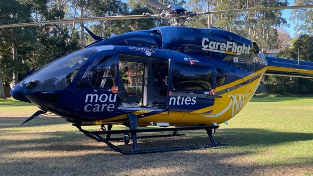 A rescue chopper flew to Wahroonga in NSW to save a infant girl who had fallen from a hotel balcony on May 22, 2024. Picture: CareFlight