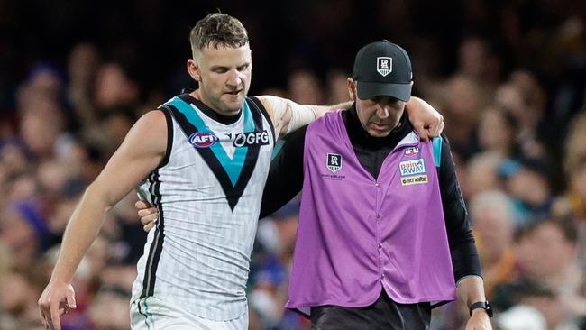 Trent McKenzie will race the clock to be fit for the Giants game. Picture: Russell Freeman/AFL Photos