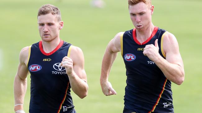 Rory Laird (left) hits the track with Tom Lynch. Picture: Sarah Reed