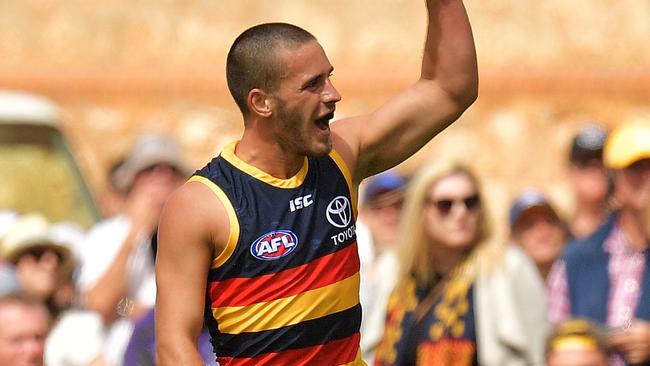 Rookie Lachlan Murphy kicked three goals in the Crows’ win over Freo. Picture: Getty Images