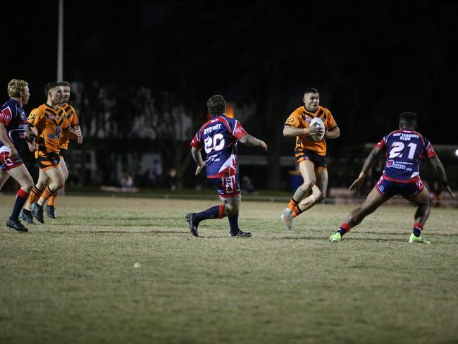 Israel Folau makes his Rugby League Gold Coast debut for Southport Tigers against defending champions Runaway Bay at Owen Park, Southport. Pic Mike Batterham