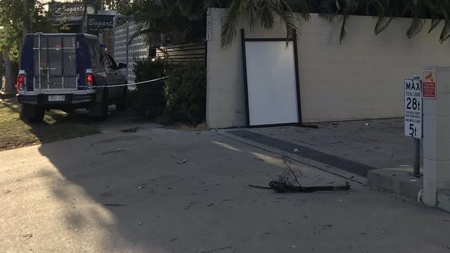 Debris littered the driveway and grass verges outside the hotel after the explosion. Picture: Judith Aisthorpe