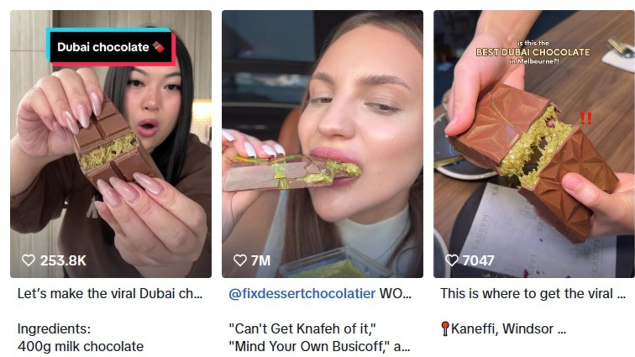 A small snapshot of TikToks recently posted about Dubai Chocolate.