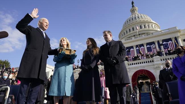 Joe Biden is sworn in as the 46th president of the United States by Chief Justice John Roberts. Picture: Getty