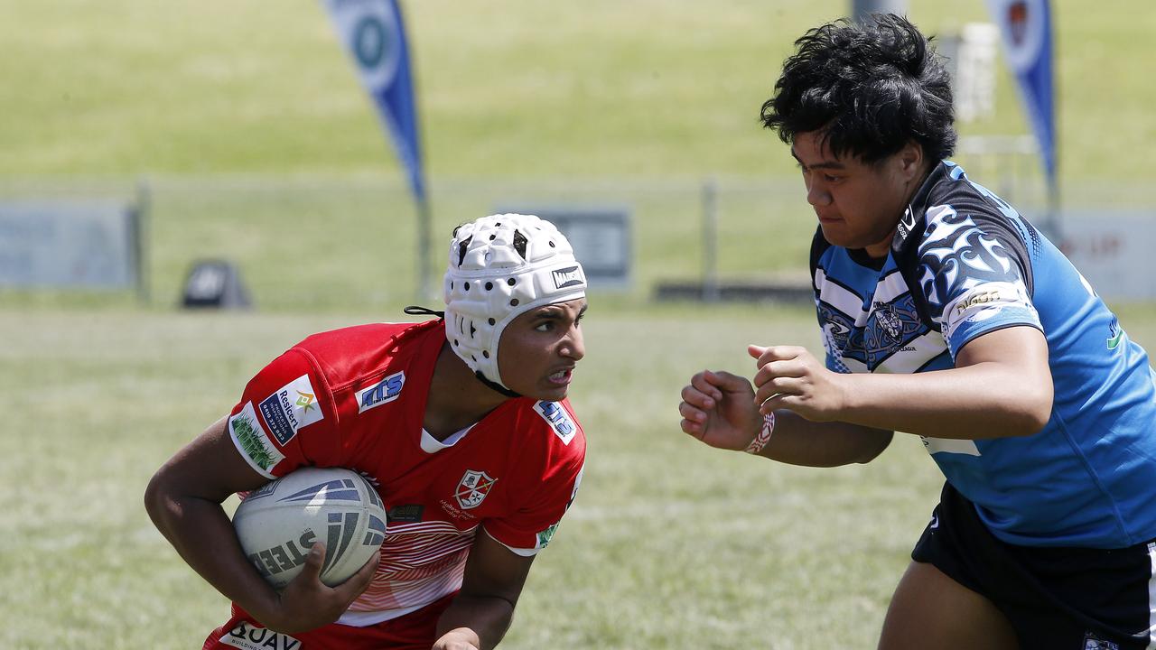 Isaiah Falzon from Malta. Under 18 Boys Malta v Maori Harmony Nines Rugby League. Picture: John Appleyard