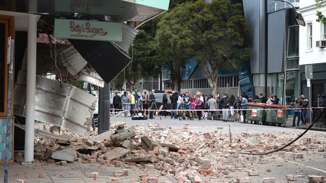 A damaged building on Chapel Street in Prahran in inner Melbourne. Picture: NCA NewsWire / Andrew Henshaw