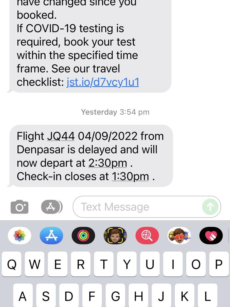 Our flight was delayed six hours all up, but only one delay notification came through.