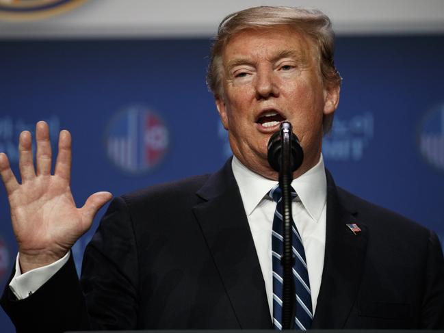 President Donald Trump speaks during a news conference after a summit with North Korean leader Kim Jong Un in Hanoi. Picture: AP