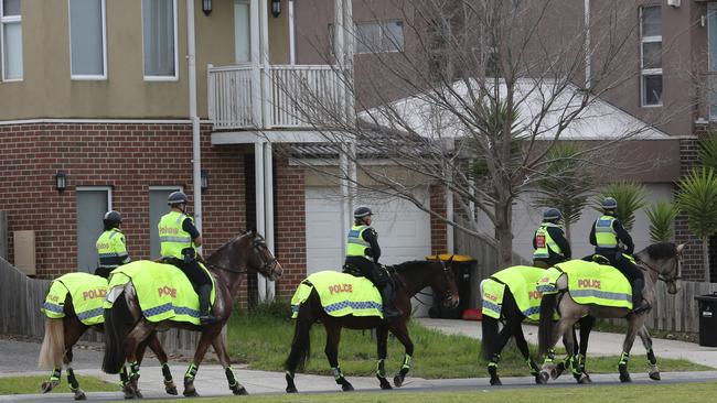 Mounted police in Taylors Hill after the incident last August. Picture: David Geraghty/The Australian