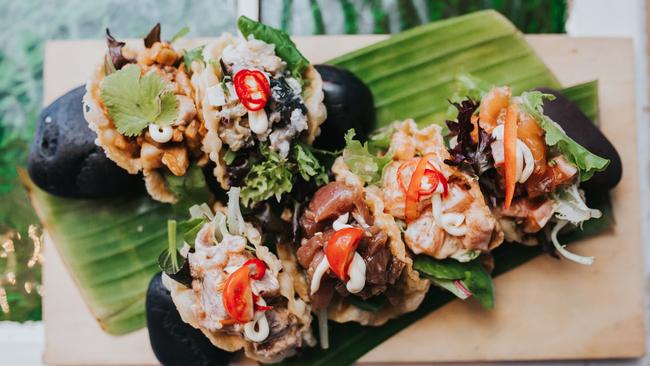 Aloha Bar and Dining, Broadbeach - tacos in crispy wonton style