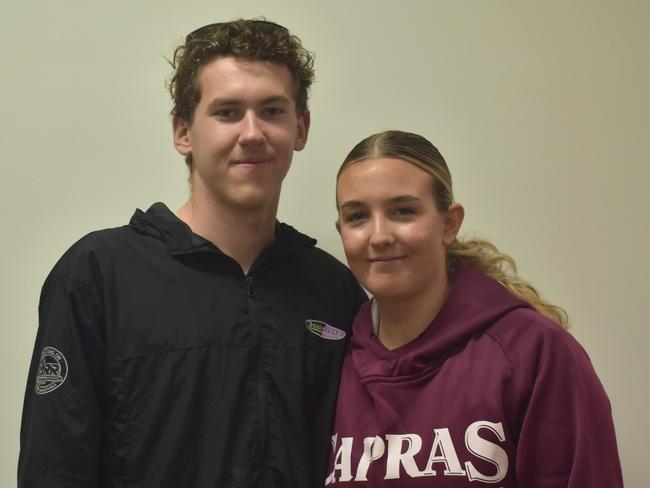 Jesse Hall and Piper Watson at the CQ Capras game against the Ipswich Jets in Round 12 of the Hostplus Cup at Rugby Park, Rockhampton, on June 1, 2024.