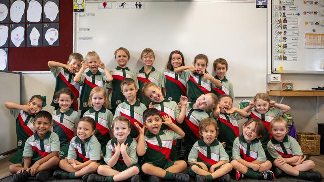 My First Year 2024: Holy Cross School: Prep C: back: Elias, Amayah, Raff, Teddy, Evie, Evie, Jack; middle: Nancie, Lainey, Elouise, Max, Ethan, William, Frankie-Mae, Mia; front: Iaan, Abigael, Charlotte, William, Raphael, Chaz, Eleanor. Picture: Emily Barker