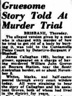 Coverage of Frank Bischof’s evidence to James Callaghan’s murder trial. Picture: Trove