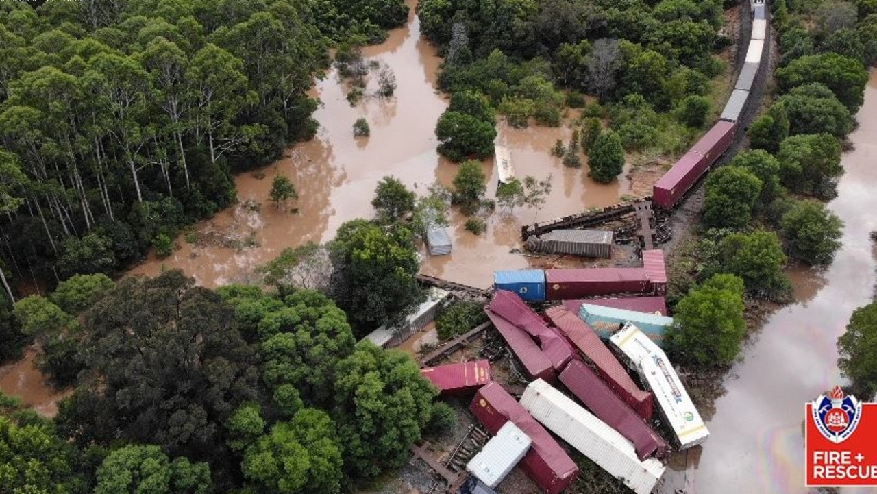 Horror pics show how the freight train came badly unstuck. Picture: Fire and Rescue NSW