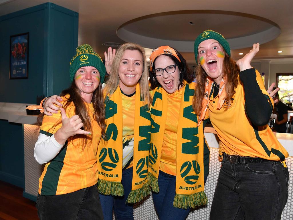 Jess Land, Chakira Tosoni, Jess Bugno and Zoe Woodbry ahead of the FIFA Women’s World Cup at Brisbane Stadium. Picture: Patrick Woods