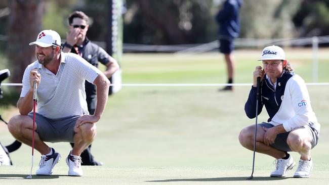 Marc Leishman and his captain for team Ripper, Cameron Smith in Adelaide, Australia. (Photo by Sarah Reed/Getty Images)