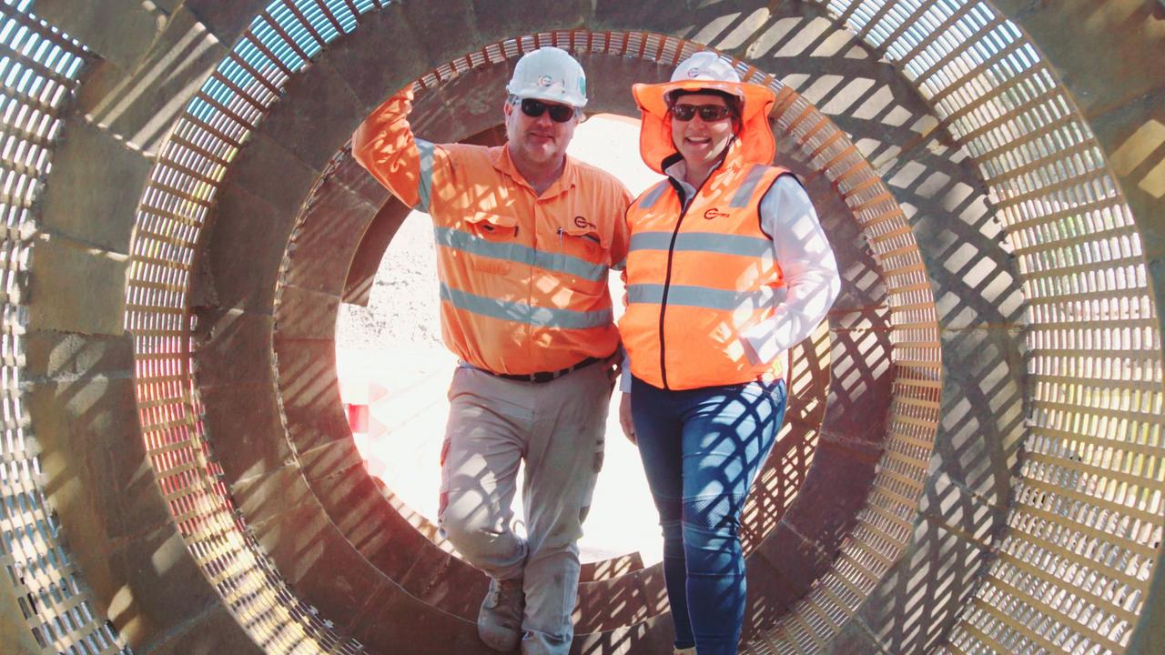 SoilCyclers' Michael Bennett and Alison Price standing in the drum of a trommel. Picture: Contributed