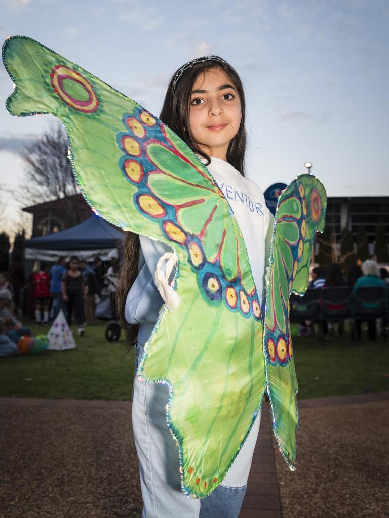 Rusina Eisso is ready for Multicultural Australias Luminous Lantern Parade in the grounds of Empire Theatres, Saturday, August 12, 2023. Picture: Kevin Farmer