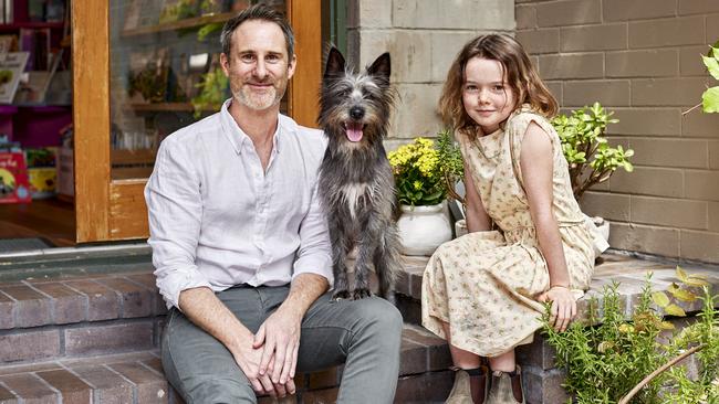 Runt author Craig Silvey with Lily LaTorre and Squid, who star in the movie based on his book. Picture: Court McAllister