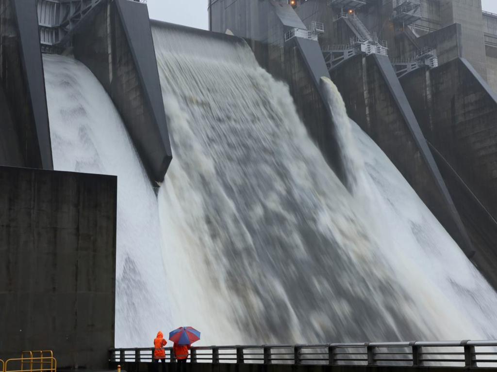 Warragamba Dam overflowing during flooding in Sydney this year. Picture: WaterNSW