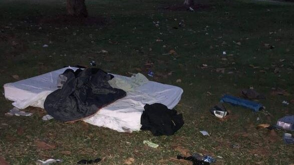 A mattress in the Broadwater Parklands on the Gold Coast where homeless teenagers are sleeping.