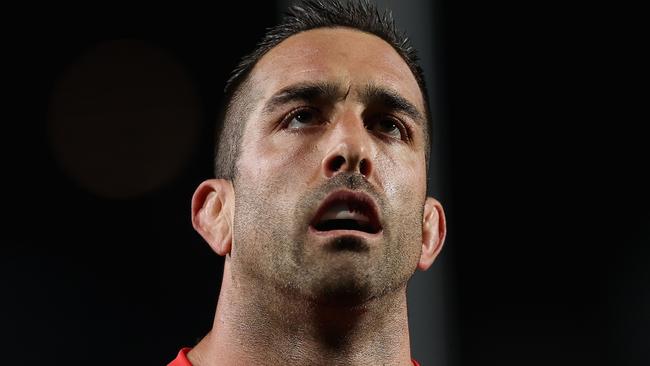 GOSFORD, AUSTRALIA - JULY 02: Paul Vaughan of the Dragons during the round 16 NRL match between New Zealand Warriors and the St George Illawarra Dragons at Central Coast Stadium, on July 02, 2021, in Gosford, Australia. (Photo by Ashley Feder/Getty Images)