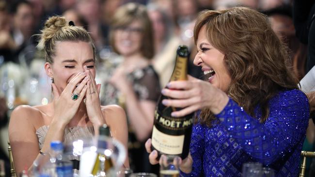 SANTA MONICA, CA - JANUARY 11:  Actors Margot Robbie and Allison Janney attend The 23rd Annual Critics' Choice Awards at Barker Hangar on January 11, 2018 in Santa Monica, California.  (Photo by Christopher Polk/Getty Images for The Critics' Choice Awards  )