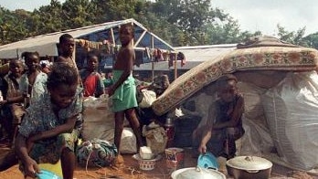 Refugees in a Sierra Leone camp. Picture: Getty Images.