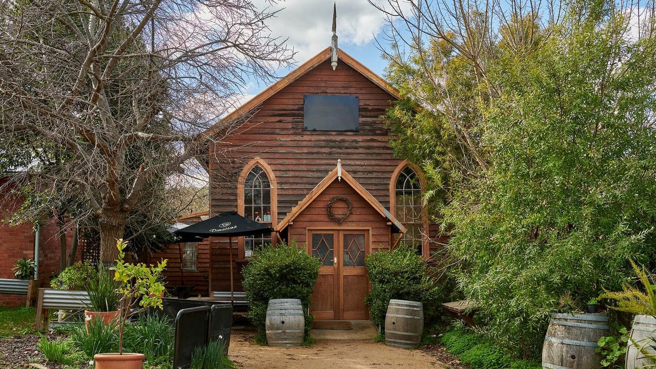 The 1850s era church currently operating as the Heathcote Wine Hub is listed for $1.1m to $1.2m. The residence at 146 High St, Heathcote, has four bedrooms.