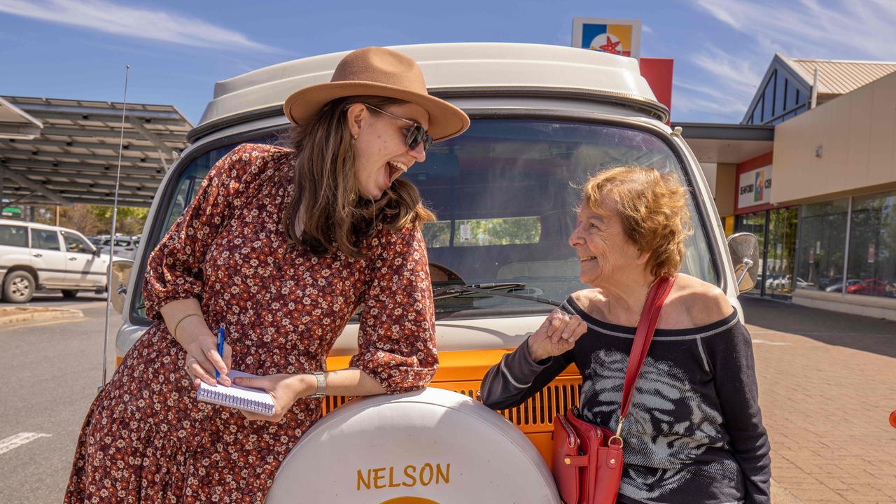 Journalist Kathryn Bermingham and Renata Ratzer at Seaford Central shopping centre. Picture: Ben Clark