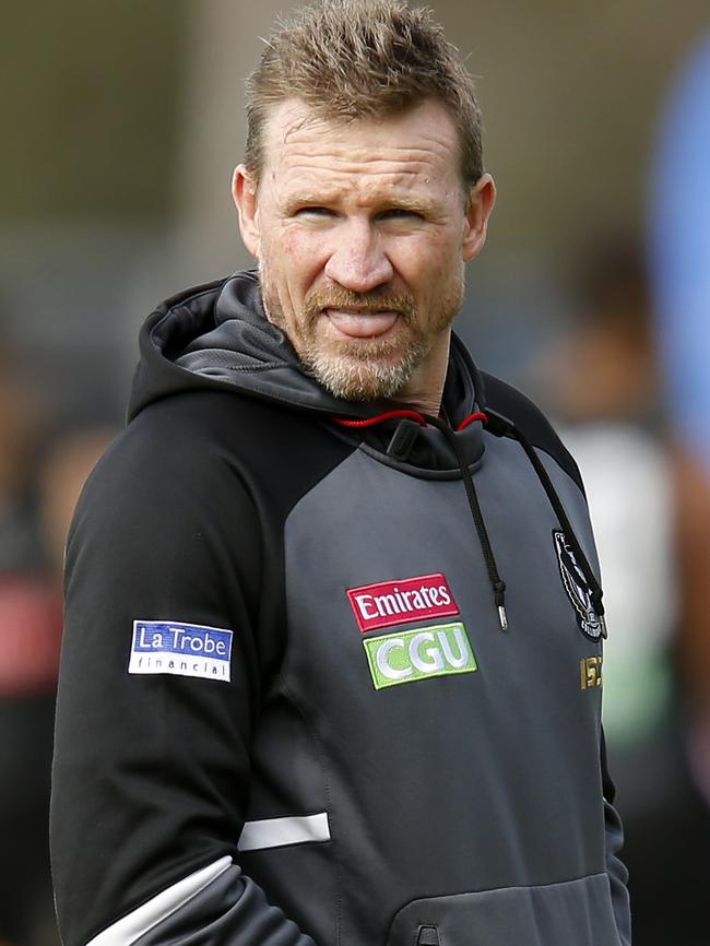 Nathan Buckley at training on Wednesday. Pic: Getty Images