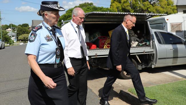 Police commissioner Katarina Carroll arrives at the home of the parents of Hannah Clarke. Picture: News Corp