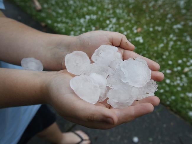 Large hail stones pelted the Templestowe area. Picture: David Caird