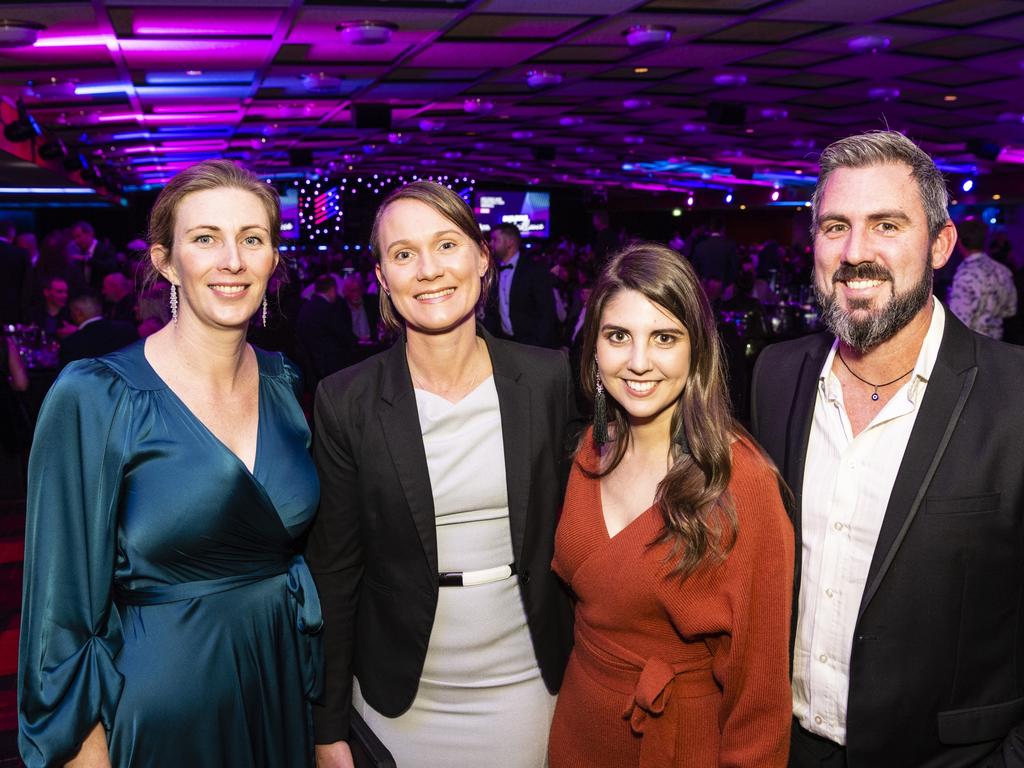 At the Downs and Western Housing and Construction Awards are (from left) Steph Costello, Jen White, Tegan Steggall and Michael White of Northbuild at Rumours International, Friday, July 22, 2022. Picture: Kevin Farmer