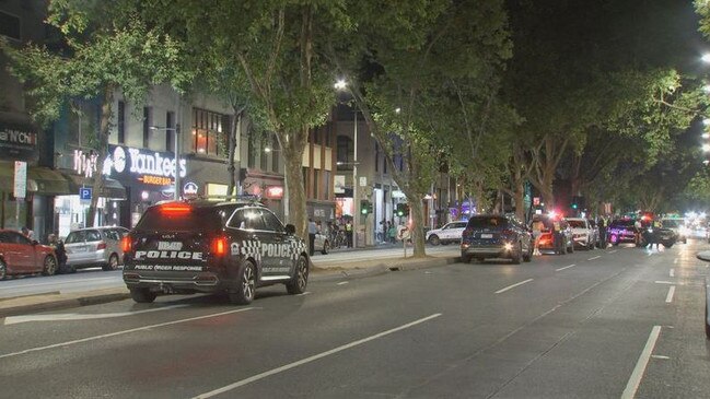 There was a major police response in the city after the stabbing spree began. Picture: Channel 9