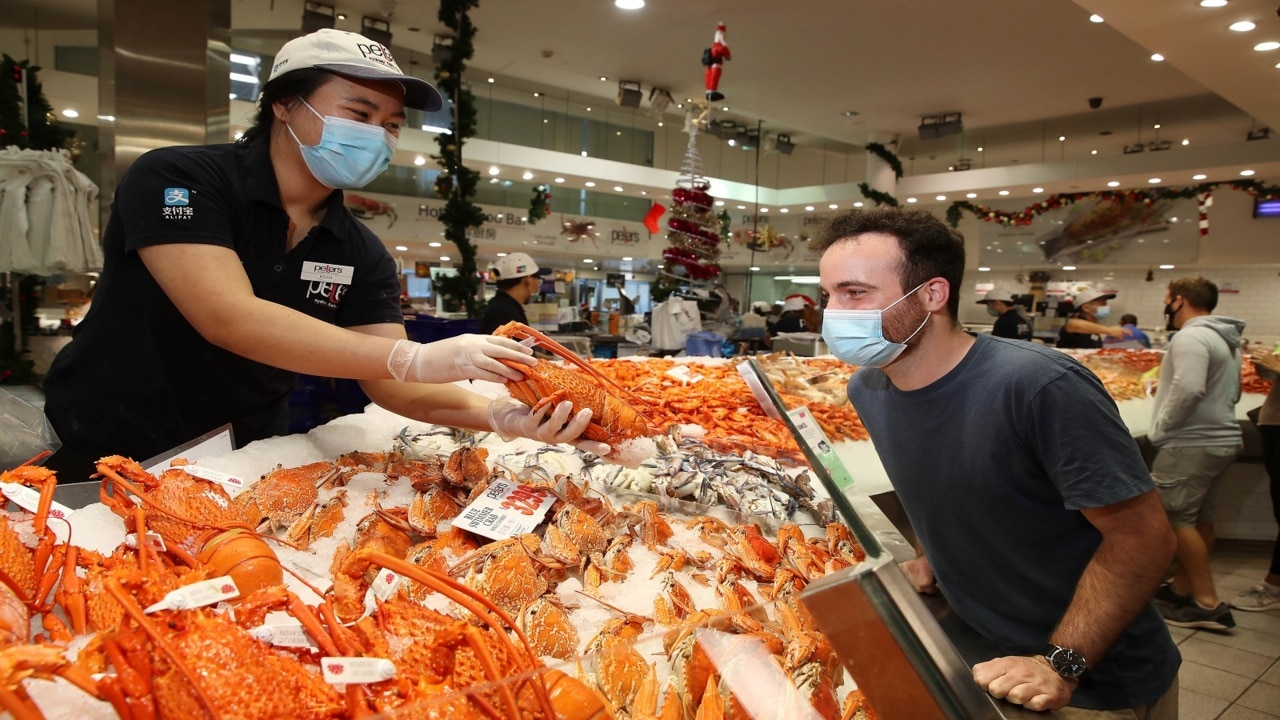 Sydney Fish Market stocked with oysters, prawns and lobsters for