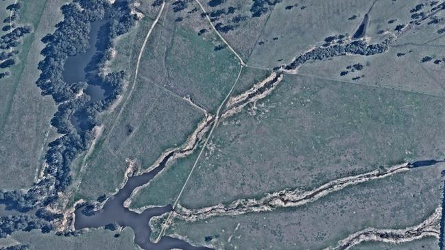 After the unauthorised dams and clearing. Picture: Nearmap.