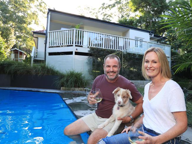 26/3/21: Katherine Burchfield and Sean Girvin and dog Fleur. They have just listed their Californian Bungalow at Wahroonga. They had initially planned to renovate to accomodate for thier aging family but after seeing the strength of hte market, decided to simply buy a larger home. They estimate to hagve saved $300K-$400K in the process