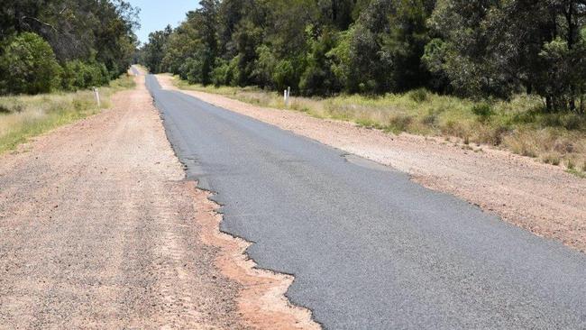 Maranoa and Western Downs residents are demanding urgent action be done to fix the crumbling Roma Condamine Rd, which services heavy traffic daily from road trains, caravans, cars and school buses. Picture: Supplied.